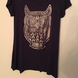 Velvet Skye navy owl print shirt